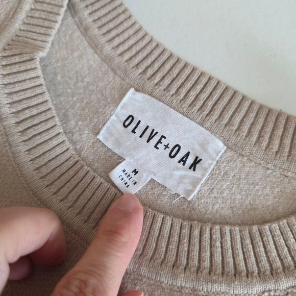 Women's Olive + Oak Beige White Weekend Long Sleeve Sweater Dress M - Picture 6 of 9